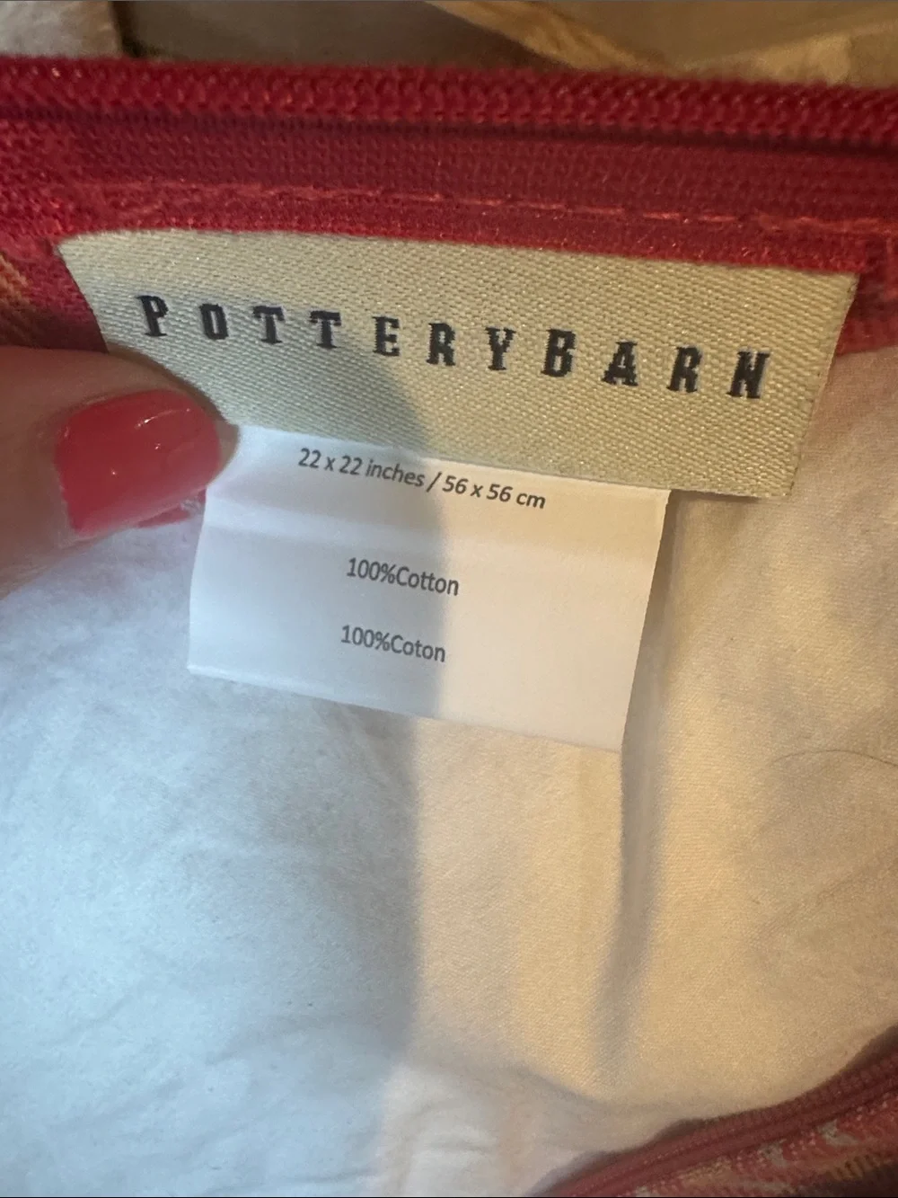 Pottery Barn Red Plaid Decorative Throw Pillow